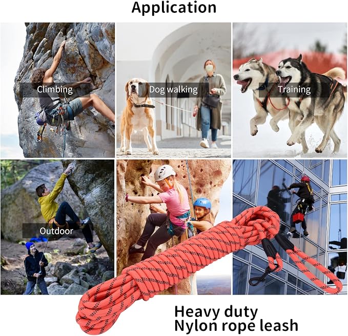 Long Dog Leash for Training 15Ft-Reflective Nylon Rope with Swivel Hook-Recall Agility Lead for Large Small Medium Dogs Outside Walking Hiking-Orange - Image 2