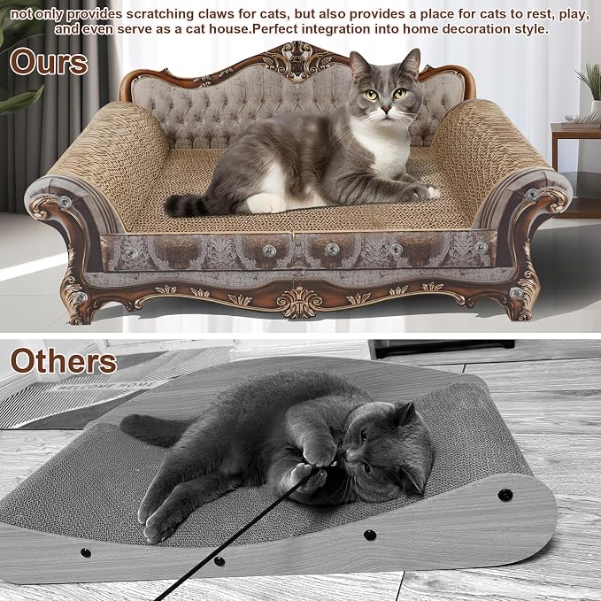 Sofa Shaped Scratching Couch,Thick Scratching Cardboard, Lounge Bed for Indoor Rest&Play, Sofa Scratcher Pad (23 "L X 12.2" W X 10.6 "H) - Image 4