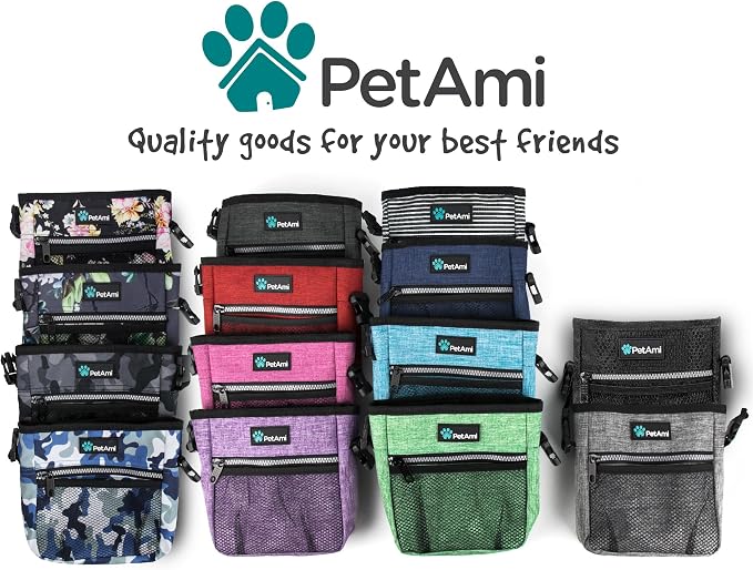 PetAmi Dog Treat Pouch, Pet Treat Pouch for Training, Dog Walking Bag Holder for Kibbles, Pet Food Toy, Dog Trainer Essentials Supplies, Poop Bag Dispenser, 3 Ways to Wear (Black) - Image 7