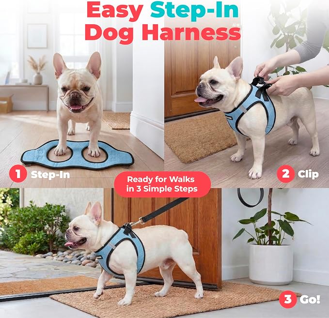 Voyager Step-in Air Dog Vest Harness - Baby Blue/Black Trim, Small | 14.5-16" in Chest, Reflective Bands, All Weather Breathable Air Mesh, Cats Compatible, Lightweight, Fast Drying - Image 3
