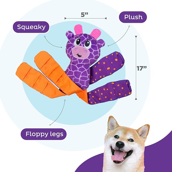 Outward Hound by Nina Ottosson Silly Legz Interactive Plush Dog Puzzle Dog Enrichment Toys, Plush, Floppy, Long, Giraffe, Purple - Image 3