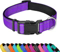 Reflective Dog Collar, Adjustable Soft Neoprene Padded,Purple,M | Breathable Nylon for Medium Dogs,Tear-Resistant Webbing,Chafe‑Free on Walks and Hikes,Metal D-Ring,Night Safety by PWOD