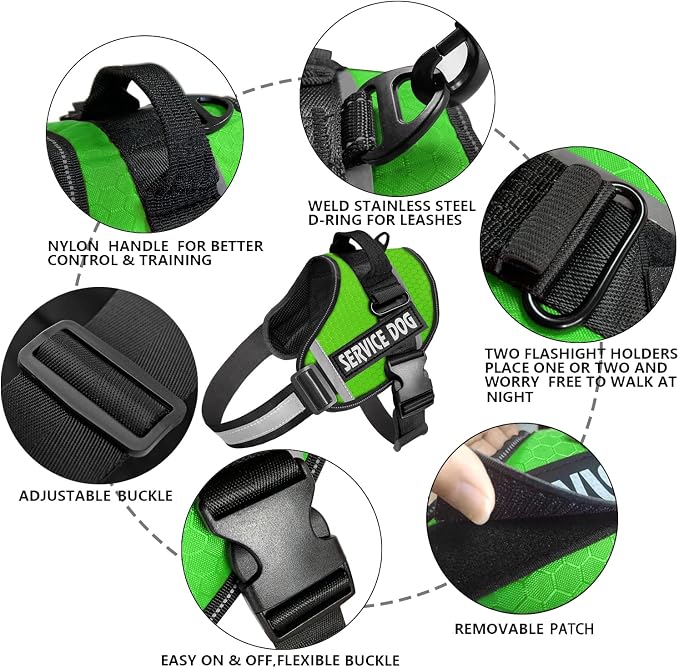 JSXD Dog Harness,No-Pull Service Dog Harness with Handle Adjustable Outdoor Pet Dog Vest 3M Reflective Nylon Material Vest for Breeds,Easy Control for Small Medium Large Dogs - Image 2