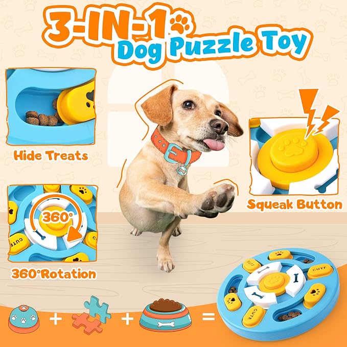 KIPRITII Dog Puzzle Toys with Dog Lick Mat for Small & Medium Dogs | Mental Stimulation，Slower Eating，Interactive Feeding - Image 3
