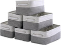 TheWarmHome Small Storage Baskets for Organizing,Storage Baskets for Shelves,Small Fabric Storage Bins W/Handles For Closet Nursery Toy Decorative Foldable (White&Grey, 11.8L*7.9W*5.2H-6 Pack) by TheWarmHome