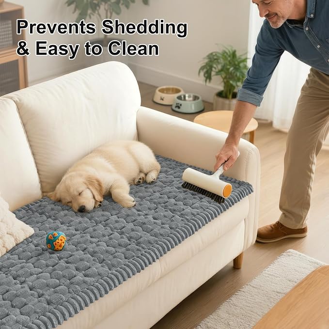 Smiry Non Slip Couch Covers for Dogs, Scratch Resistant Pet Sofa Protector | Machine Washable Soft Fuzzy Thick Furniture Cover for Sofa Loveseat Sectional Large Dogs, Grey, 35.4" x 35.4" - Image 6