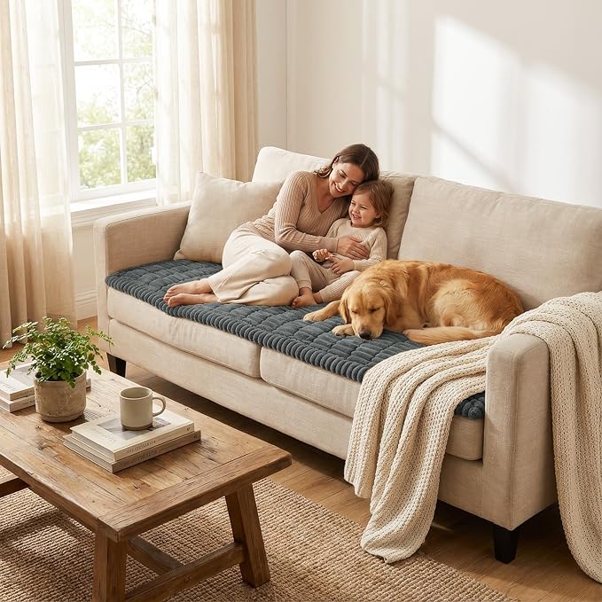 Smiry Couch Cover for Dogs, Non Slip Washable Sofa Protector for Pets | Soft Furniture Cover for Leather & Fabric Couches, Cozy Protect Against Fur, Dirt & Messes, Pet Friendly, 43"x63" - Image 6