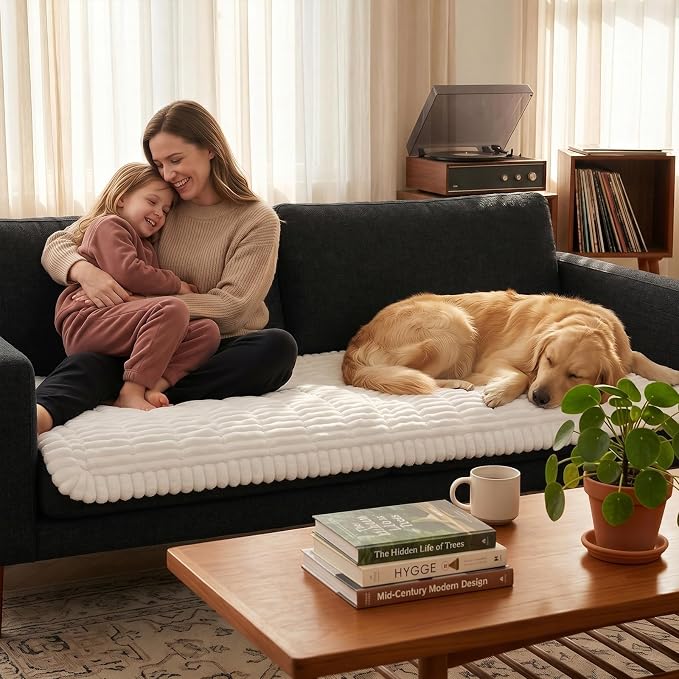 Fixwal Waterproof Flannel Dog Couch Cover, 27.6" x 70.9", White | Integrated TPU Barrier, Non-Slip Backing, Machine Washable, Pet Friendly, Easy Clean Pet Hair, Soft Sofa Cushion Protector - Image 8