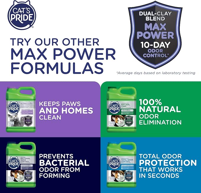 Cat's Pride Max Power: Total Odor Control - Up to 10 Days of Powerful Odor Control - Strong Clumping - Hypoallergenic - 99% Dust Free - Multi-Cat Litter, Unscented, 15 Pounds (Pack of 2) - Image 8