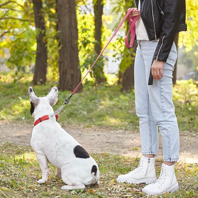 Dogline Biothane Waterproof Dog Leash 2/4/6 Ft Strong Coated Nylon Webbing with Black Hardware Odor-Proof Easy to Clean High Performance for Small or Large Dogs Made in USA, Passionfruit Pink - Image 7
