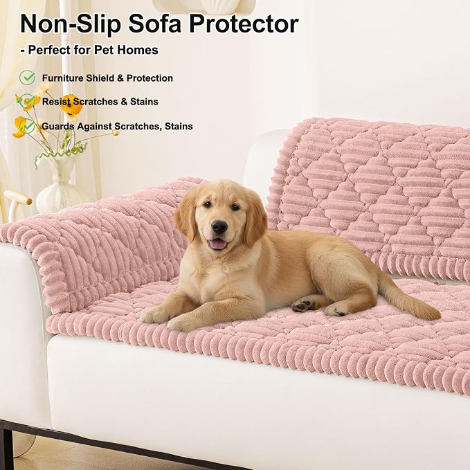 Smiry Couch Cover for Dogs Washable, Non Slip Fuzzy Pet Sofa Protector | Soft Thick Furniture Cover for Sofa, Loveseat and Sectional, Scratch & Pet Hair Resistant (Dusty Rose, 27.6" x 88") - Image 11