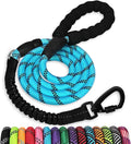 Rope Dog Leash 6 FT: Heavy Duty Leashes with Swivel Lockable Hook Reflective Threads Bungee and Padded Handle - Dog Lead for Large Small Medium Dogs Outside Walking Hiking Blue by jenico