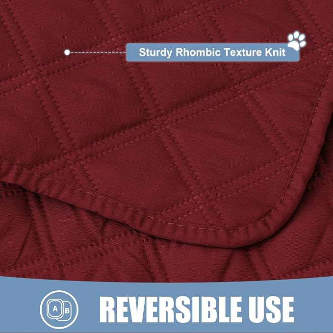 Smiry Waterproof Reversible Pet Couch Covers for Dogs | Pet Friendly, Soft Fabric, Washable Sofa Furniture Protector for Dogs Cat Kids, Checkered (30"x70", Wine Red/Wine Red) - Image 4
