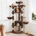 Allewie 73in Fan-Shaped Space-Saving Corner Cat Tower/Multi-Level Tall Cat Tree for Indoor Kitties/Cozy Baskets/Condos/House/Perches/Sisal Scratching Posts/Pet Activity Center/Leopard Print by Allewie