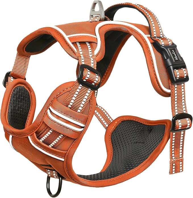 HEELE Dog Harness for Small Dogs No Pull Dog Vest Harness for Small Dog with Soft Padded Handle Reflective for Outdoor Training, Pumpkin Orange, S | Soft Breathable Padded Pet Vest, No Pull No Choke, Adjustable 2 Metal Rings for Outdoor Walking Training - Image 6