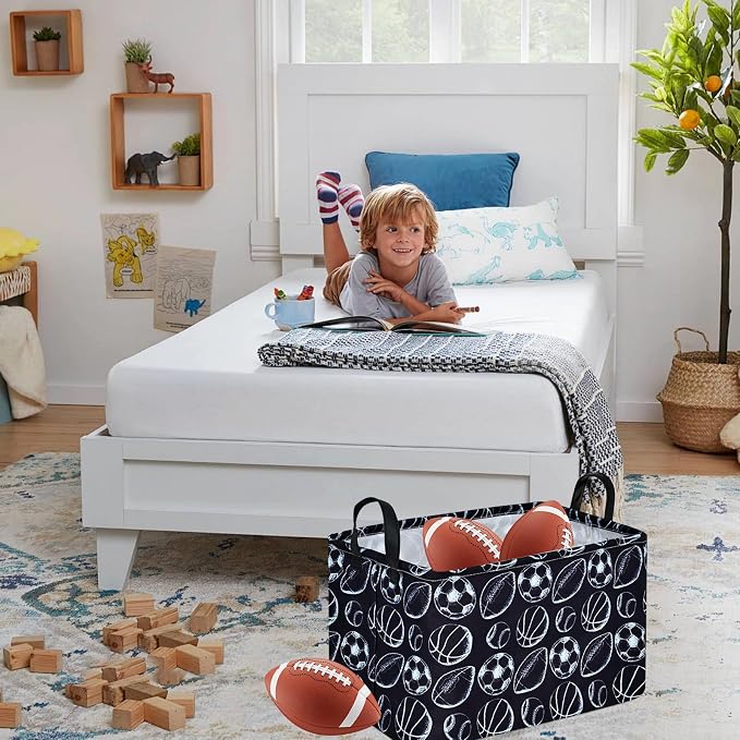 MAIZMZ Kids Hamper Storage Bins Organizer Toy Box Laundry Basket Large Canvas Collapsible Chest for Home/Dorm/Kitchen/Pet/Office/Closet/Shelf/Gift Baskets - Image 5