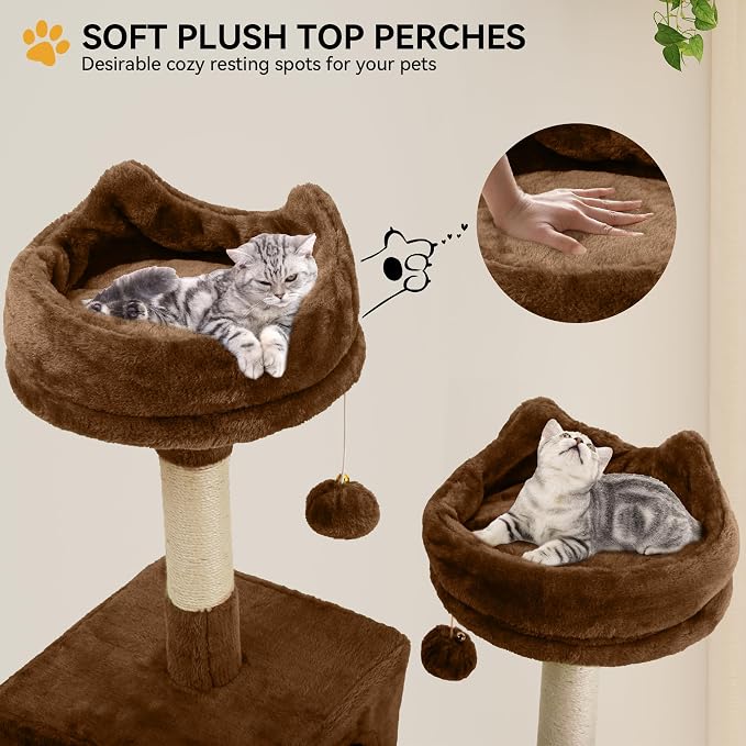YITAHOME 75-Inch Tall Cat Tree Indoor | Multi-Level Cat Tower with Kitty Condos, Top Perches, Sisal Ramp, Scratching Posts & Cozy Basket Hammocks, Black - Image 5