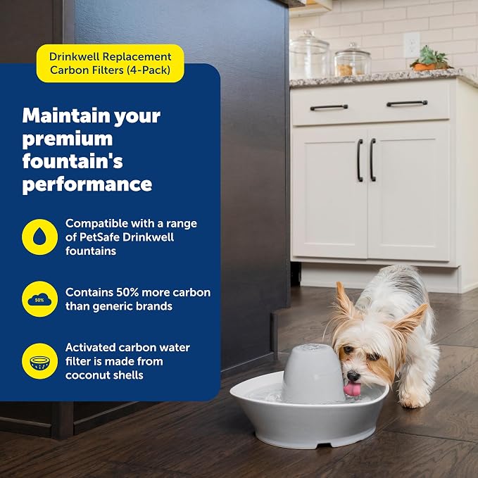 PetSafe Drinkwell Pet Fountain Replacement Carbon Filters, 4 Filters | Certified Fit for Drinkwell Fountains, 50% More Carbon Than Generic Brands, 2-4 Weeks Filtration per Filter - Image 2