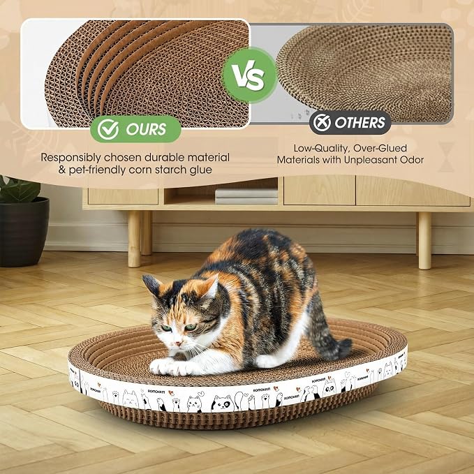 3Pack Extra Large Versatile Cardboard cat Scratcher & Lounger bed, High-Density cat Scratch Pads for Indoor Cats Grinding Claws, Ergonomical curved Cat Scratching Board, Couch Protector from Cat Claws - Image 4