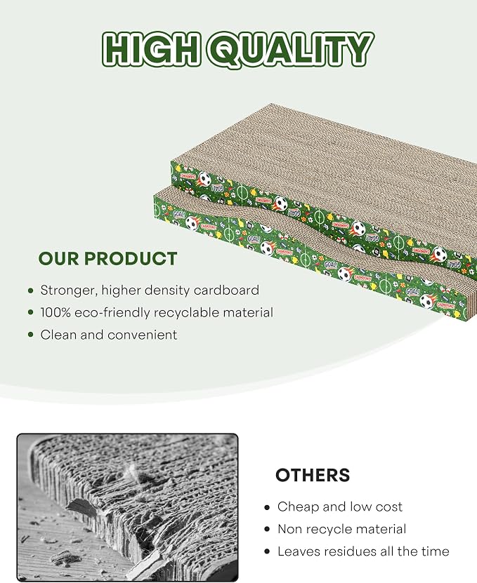 2 Pack Cat Scratching Board World Cup Design, Double-Sided Use | Corrugate Cat Scratcher Pads for Indoor Cats with Catnip, Cat Scratch Pad with Premium Scratch Textures Design - Image 5