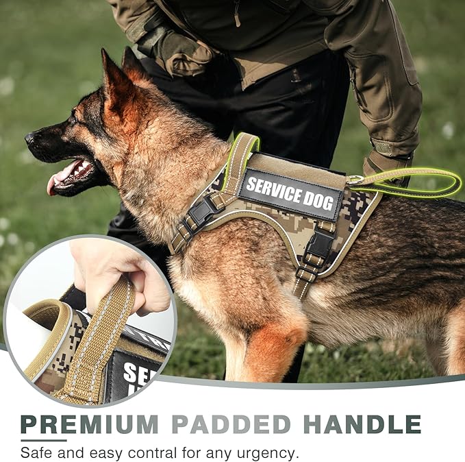 Tactical Dog Harness, No Pull Dog Harness for Medium Large Dogs with Handle & Molle, Military Service Dog Vest Harness in Training Pet Harness for Small Dogs - Image 3