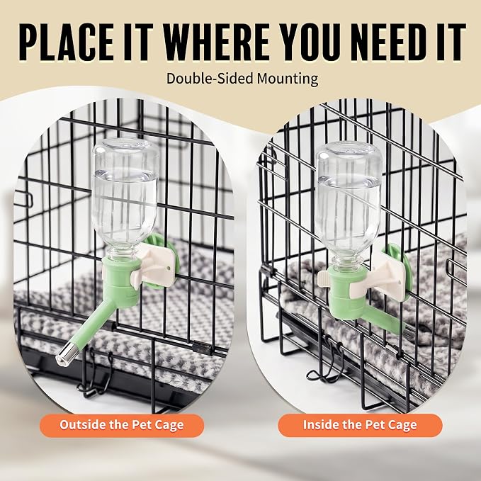 Choco Nose No-Drip Water Bottle for Small Dogs & Cats (10–25 lb) - Leak-Proof Patented 16mm Nozzle Helps Prevent Mess & Spills, BPA Free, Easy to Install Cage & Crate Mount Feeder, 10.2 fl oz (C590) - Image 8
