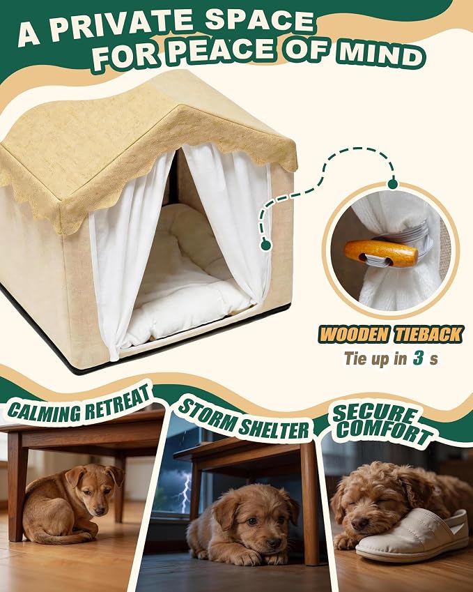 Boho Dog House Indoor, Soft Cozy Dog Cave for Small & Medium Dogs | Soft Dog Tent Bed with Sturdy Frame, Lightweight Portable, Machine Washable Pet Cave, Cozy Indoor Sleeping Nook - Image 5