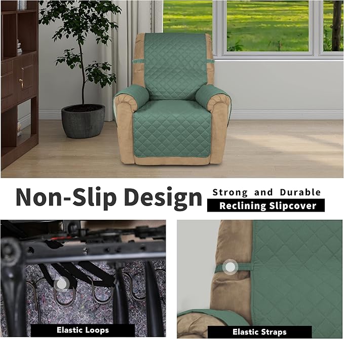 Easy-Going Reversible Couch Cover, Recliner 22 in, Cyan/Ivory | Machine Washable Slipcover For Dogs, Water Resistant Furniture Mat For Living Room, Non-Slip Sofa Cover, Pet Friendly - Image 3