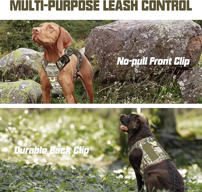 AUROTH Tactical Dog Harness for Large Dogs, Heavy Duty No Pull Pet Vest | Easy Control Handle, Adjustable, Reflective, Military K9, for Doberman Husky Walking Hunting Hiking, Bohemia Green, X-Large - Image 5