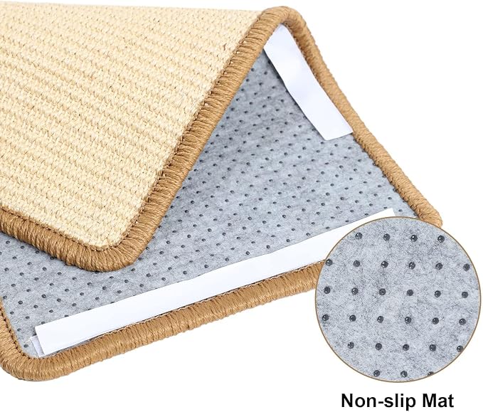 Cat Scratcher Mat, Sisal, Jute Border, Sofa & Floor Protector, 23.6x15.7in | pingping-go,1 Pack, Anti-Slip Latex Base, Wall Mountable, Indoor & Outdoor, Beige - Image 4