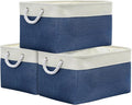 TheWarmHome Organization and Storage Basket for Organizing - X Large 3 Pack 17.7L×13.8W×9.8H in Collapsible Storage Bin for Shelves, Basket for Gifts Empty Toys Organizer Gift (White & Jean Blus) by TheWarmHome