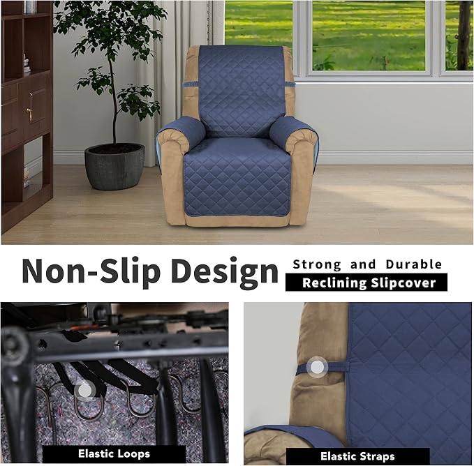 Easy-Going Reversible Couch Cover, Recliner 22 in, Dark Blue/Light Blue | Machine Washable Slipcover For Dogs, Water Resistant Furniture Mat For Living Room, Non-Slip Sofa Cover, Pet Friendly - Image 3