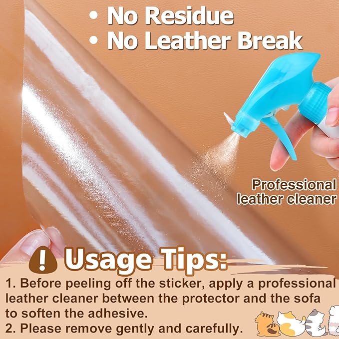 Acostop 16 Pack 17"x11.8" Cat Scratch Furniture Protector for Leather Couch | Easy to Remove Anti-Scratch Couch Protector from Cat, No Pins - Image 2