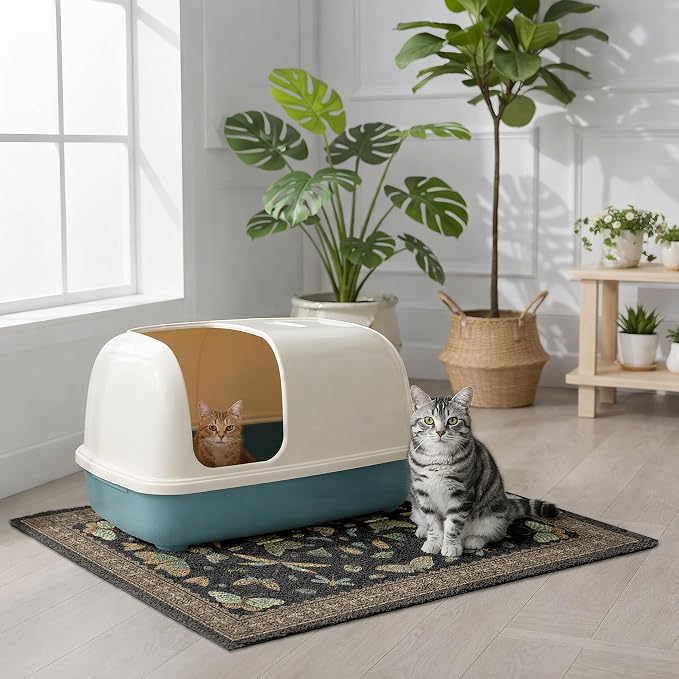 Cat Litter Mat 33" x 22" for Litter Box, Non-Slip Washable Floor Mat with Litter Trapping Design, Scatter Control for Cats and Kittens, Black - Image 3