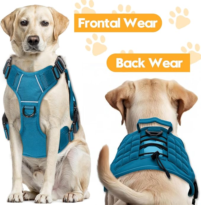 Heavy-Duty Tactical Dog Harness for Large Dogs, No Pull Adjustable Reflective Pet Vest with Molle System, K9 Military-Grade Control for Service Training, Outdoor & 10+ Breeds, Blue, X-Large - Image 7