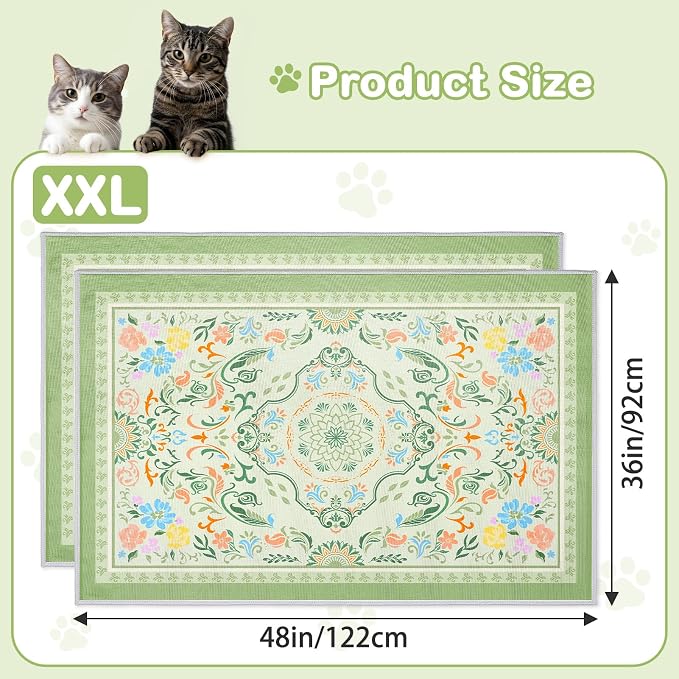 2 Pack Washable Cat Litter Mat 48"x36" Waterproof Trapping Pad | Kitty Litter Box Mat Featuring A Non-Slip Base And Decorative Design To Trap Scatter For Home Floor Protection - Image 7