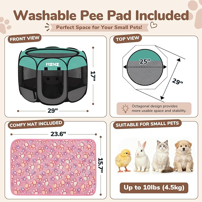 Dog Cat Small Animal Puppy Playpen Crate with 3 Blankets, Small, Blue | Portable Pop Up Pet Cage Enclosure Tent Kennel Indoor Outdoor with Carrying Case, No Assembly, Camping Use - Image 2