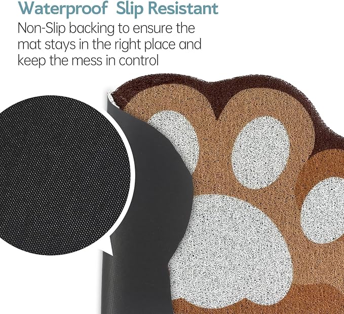 Cute Cat Litter Mat 24”x16”, Litter Box Mat, Litter Trapping Mat, Soft on Kitty Paws, Easy Clean, Anti Slip, Pet Accessories, Door Floor mats - Brown White60*40 - Image 5