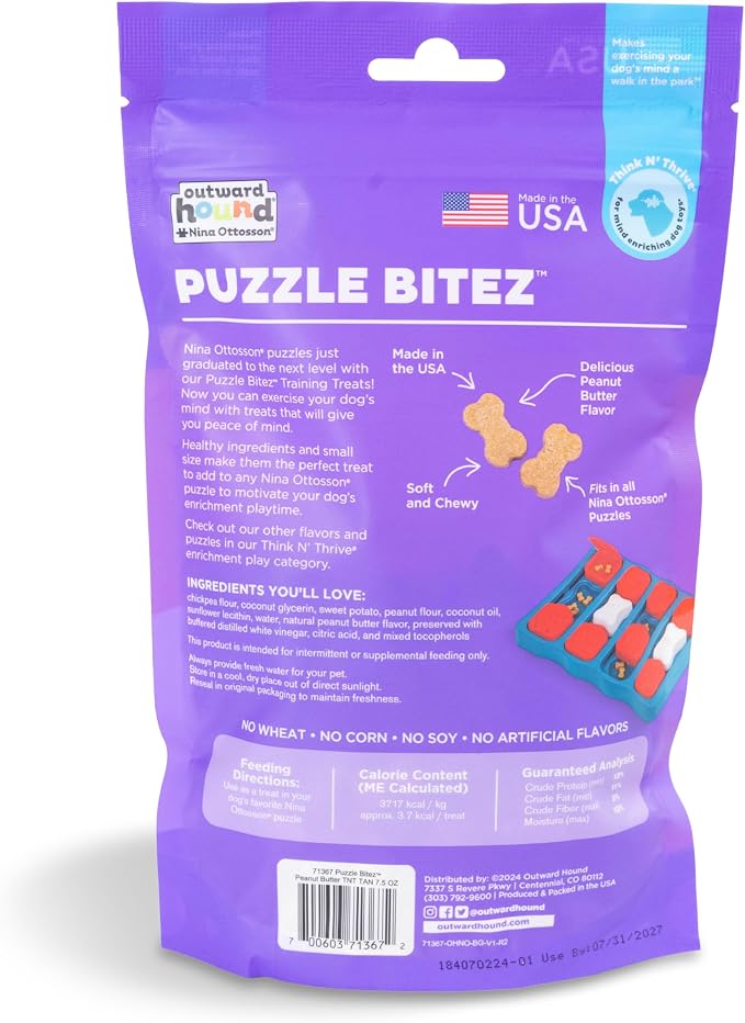 Outward Hound by Nina Ottosson Puzzle Bitez USA Made Dog Treats,Peanut Butter Flavor,Bite-Sized Training Reward and Interactive Puzzle Toy Treats,7.5oz,(Pack of 2) - Image 2
