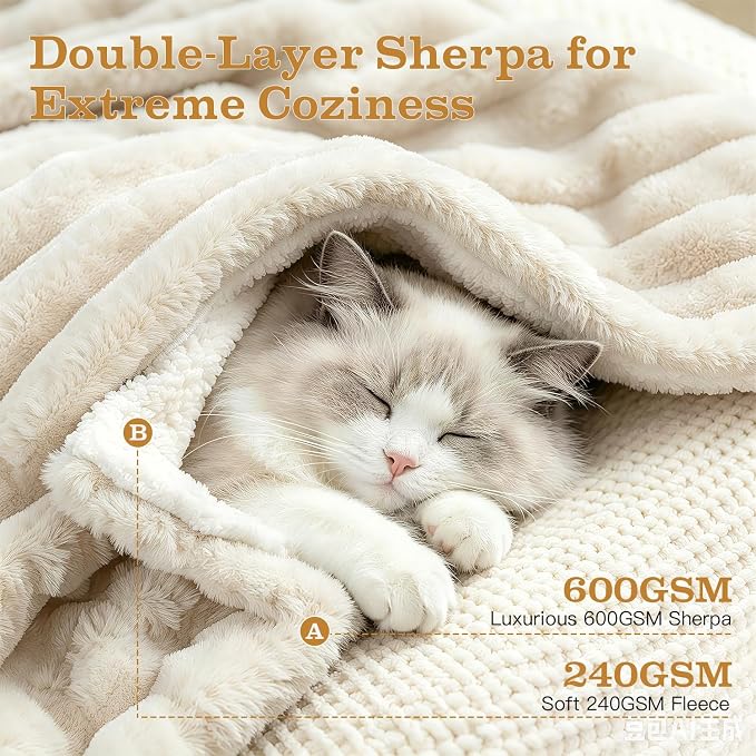 Cat Blanket for Indoor Cats, Soft Rabbit Fur Kitten Blanket 21x17 White | Nodarko Double-Sided 600GSM Rabbit Fur & Soft Fleece Cat Blanket, Washable Pet Blanket for Couch, Cat Bed & Window Perch - Image 2