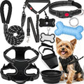 No Pull Dog Harness Adjustable Collar & Leash Set - Dog Halter Harnesses Collapsible Bowls & Poop Bag Dispenser Muzzle ID Tags Toys Fits Small Medium Large Dogs (Black-S) by Unknown