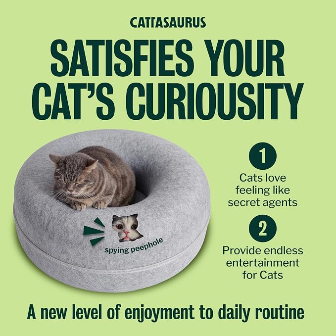 Peekaboo Cat Cave Donut for Multiple & Large Cats up to 30-45 lbs, 3-in-1 Self Warming Cat Bed, Tunnel & Scratcher for Indoor Cats, Washable & Detachable Small Dog Bed (Light Gray, Large) - Image 6
