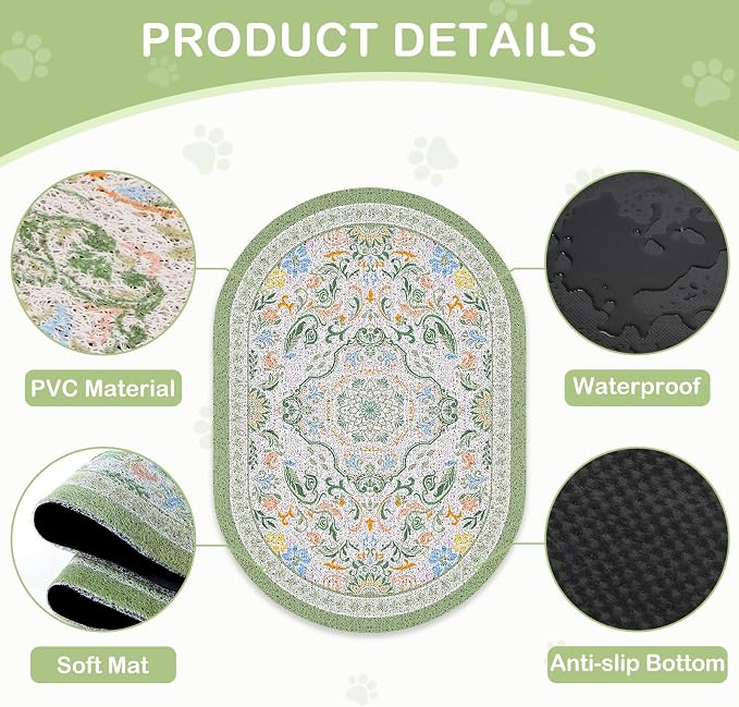 Bienbee Cat Litter Mat, 33" x 22" Dense Trapping Mesh for Litter Boxes | Litter Box Mat with PVC Mesh, Waterproof &Urineproof, Non-Slip Grip, Soft On Kitty Paws and Easy to Clean to Protect Floor - Image 3