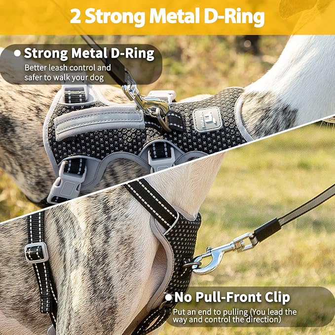 Escape Proof Dog Harness, No Pull Reflective Harness with Lift Handle, Adjustable Pet Vest with Front and Back Leash Clips for Small Medium Large Dogs Walking Hiking Training (Black,XL) - Image 4