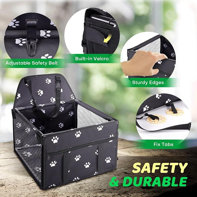 GENORTH Dog Car Seats for Small and Medium Dogs,Portable Puppy/Pet Car Booster Seat with Clip-On Leash and Mesh Window for Pet Up to 20 lbs - Image 4