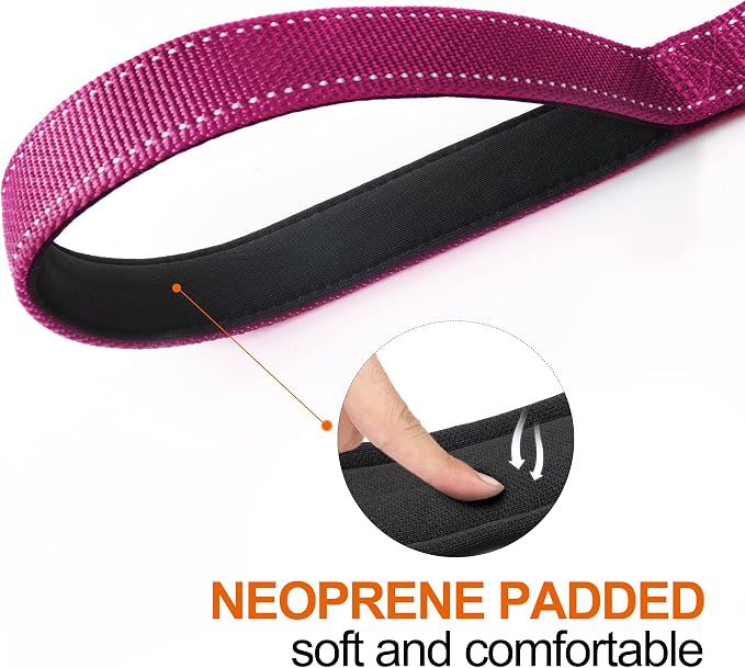 Twoear 4FT 1IN Heavy Duty Dog Leash for Large Dogs with 2 Padded Handles | Traffic Handle Extra Control, Auto Lock Hook, Strong Reflective Walking Leash for Night Safety, Medium and Large Breeds,Rose - Image 4