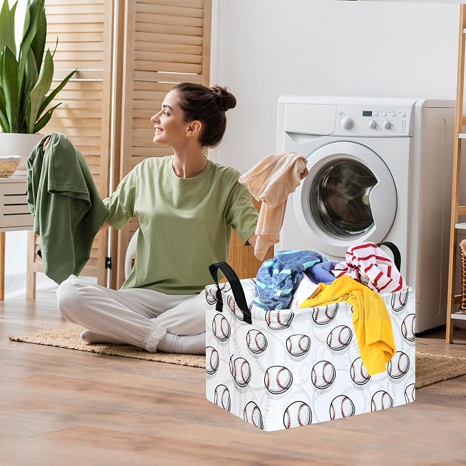Kids Storage Basket Empty,Baseball Waterproof Storage Bins Organizer, Foldable Closet Shelf Baskets with handles for Women,Nursery Hamper Toys Box,Room Decorations - Image 3