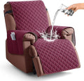 KinCam 100% Waterproof Recliner Chair Covers Washable, 25", Burgundy | Anti Slip Reclining Couch Covers for Pets Dog, Recliner Sofa Slipcover Storage Pocket, Furniture Protector with Elastic Strap by KinCam