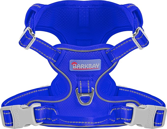 BARKBAY Dog Harness for Large Dog No Pull Mesh 2 Clips Dog Vest | Control Handle,Comfort,Heavy Duty,Adjustable Reflective,Perfect for Outdoor Training, Walking,Hiking(L,Sapphire Blue Mesh) by BARKBAY