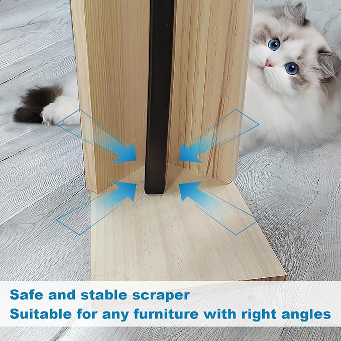 24" Tall Couch Corner Scratching Post with 3Pcs Replaceable Self-Adhesive Cat Scratching Post Carpet, Cat Scratch Pad Mat- Stylish Indoor Cat Scratcher Board Furniture Protector - Image 6